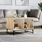 vidaXL Salontafel met glazen deuren 68,5x50x50 cm sonoma, Verzenden, Nieuw