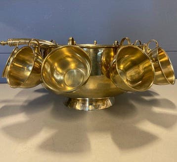 Drinkset - Koper - 1950s Punch Bowl set, Antiek en Kunst
