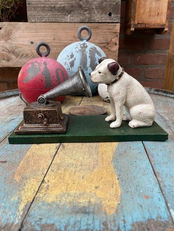 Ornement décoratif - Hond met grammofoonspeler
