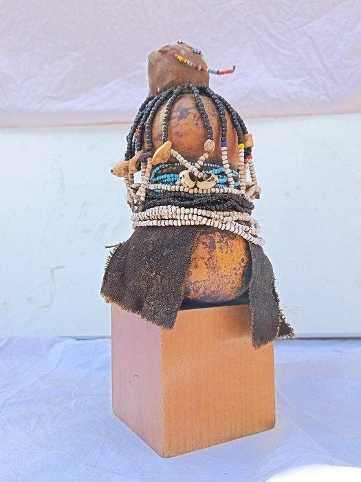 Vaas - kalebas, glasparel, Textiel, Schelp - Prachtige, Antiek en Kunst, Kunst | Niet-Westerse kunst