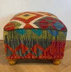 Poef - Kelim Poef(Ongebruikt/Nieuw) - Wol, hard hout