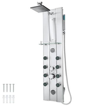 tectake Douchepaneel van aluminium met 10 massagestralen - z, Verzenden, Nieuw