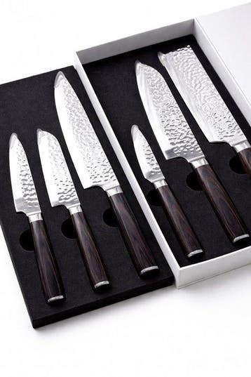 Japanese Knives - 6 Piece professional knives set - Hammered, Antiek en Kunst