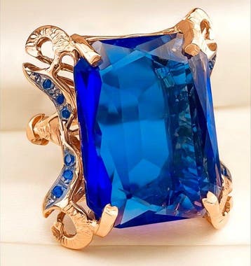 Zonder minimumprijs - Ring - 9 kt. Roségoud, Zilver Saffier, Nieuw