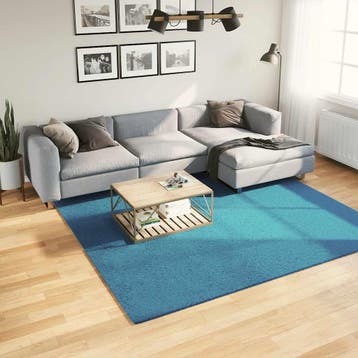 vidaXL Vloerkleed OVIEDO laagpolig 240x240 cm turquoise, Verzenden