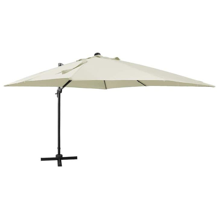 vidaXL Zweefparasol met paal en LED-verlichting 300 cm, Tuin en Terras, Parasols, Nieuw, Verzenden