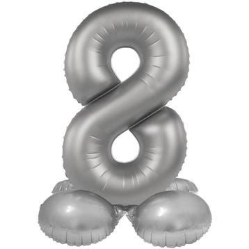 8 Jaar Cijfer Ballon Zilver 72cm, Verzenden, Nieuw