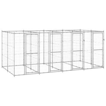 vidaXL Hondenkennel 9,68 m² gegalvaniseerd staal, Verzenden, Nieuw
