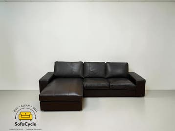 IKEA hoekzetel bruin in echt leder, hoek L – tweedehands, Maison & Meubles, Verzenden