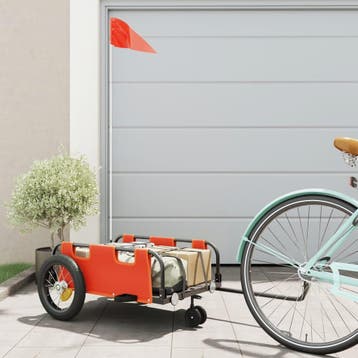 vidaXL Fietstrailer oxford stof en ijzer oranje, Verzenden, Nieuw