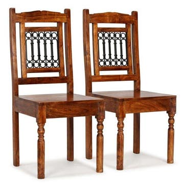 2 chaises bois acacia miel - Retour client - 35% de remise, Verzenden, Nieuw