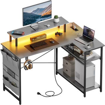 Gaming bureau - Gaming desk - Hoekbureau - 110x80 cm - Grijs, Verzenden, Nieuw