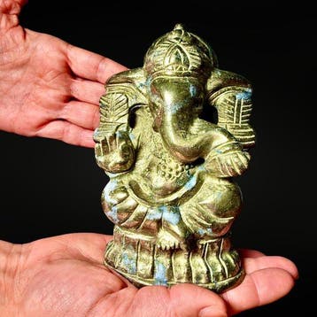 XXL - Ganesh en Pyrite x Quartz- premium Gravure - Hoogte: