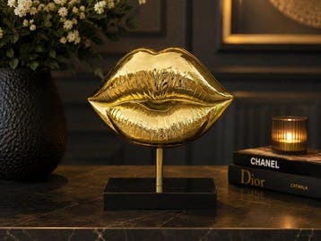 Decoratief ornament - Grote gouden lippen