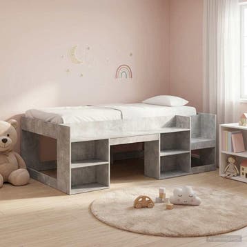 vidaXL Kinderbedframe met opbergruimte Betongrijs 90 x 200, Verzenden