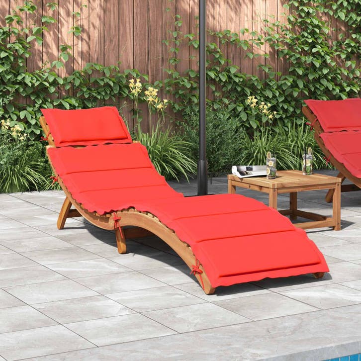vidaXL Ligbed Massief Acacia Hout Rood, Jardin & Terrasse, Chaises longues, Envoi