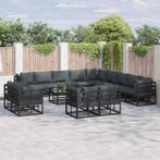 vidaXL Tuinbank Set met kussen 13 pcs Zwart Aluminium, Tuin en Terras, Verzenden, Nieuw