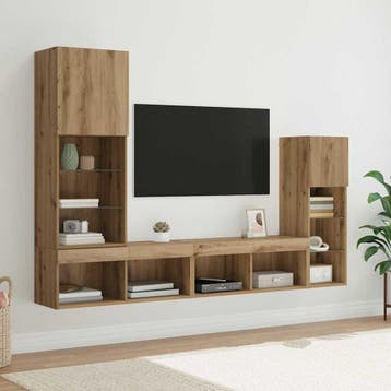 vidaXL TV Wandmeubels 4 st Artisan Eiken Bewerkt hout, Verzenden
