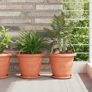 vidaXL Plantenpotten 24 st Baksteenrood Ø 26 x 21.5 cm, Verzenden