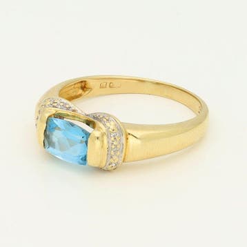 Bague - 18 carats Or jaune Topaze - Diamant, Nieuw