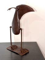 sculptuur, Oiseau à crête recourbée en métal vernis - 30 cm