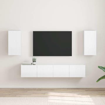 vidaXL TV Wandkast 2 st Glanzend Wit Bewerkt hout, Verzenden, Nieuw