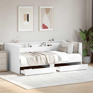 vidaXL Slaapbank met lades zonder matras 100x200 cm wit, Verzenden, Nieuw