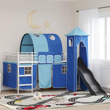 vidaXL Bunkbed voor kinderen Effen Wit en Blauw 80 x 200 cm, Verzenden, Nieuw