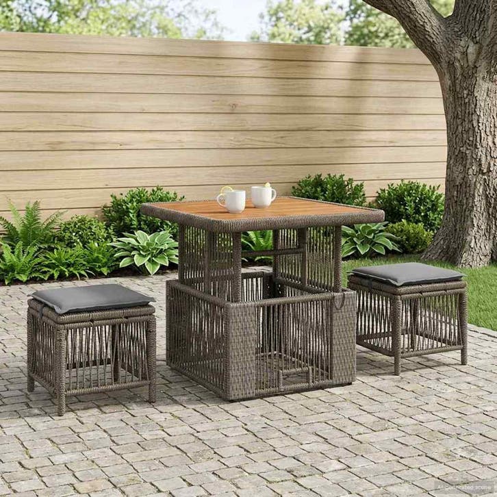 vidaXL Tuin Eettafel Set 3 pcs Grijs en Donkergrijs poly, Jardin & Terrasse, Ensembles de jardin, Envoi