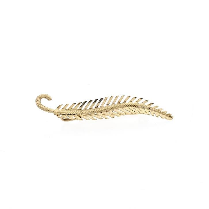 Vintage gouden veer broche, Handtassen en Accessoires, Broches, Goud, Gebruikt, Goud, Ophalen of Verzenden