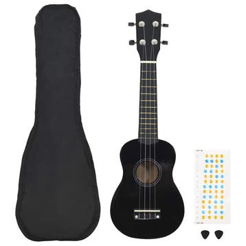 vidaXL Ukuleleset met tas voor kinderen sopraan 21 zwart, Muziek en Instrumenten, Snaarinstrumenten | Overige, Verzenden, Nieuw