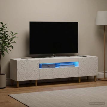 vidaXL LED tv-meubel DELFT 153 x 35 x 43 cm Wit Bewerkt hout, Verzenden