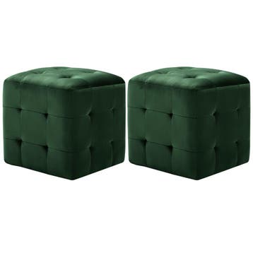 vidaXL Nachtkastjes 2 st 30x30x30 cm fluweel groen, Verzenden, Nieuw