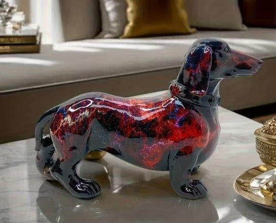 Beeldje - Bassotto Pop - Hars, Antiek en Kunst, Curiosa en Brocante
