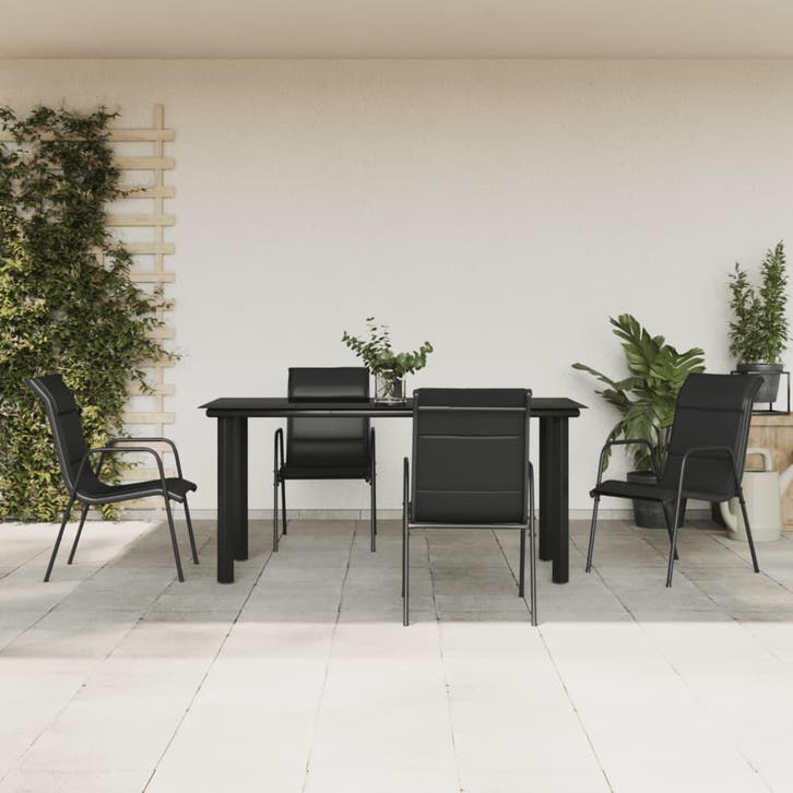 vidaXL 5-delige Tuinset textileen en staal zwart, Jardin & Terrasse, Ensembles de jardin, Envoi