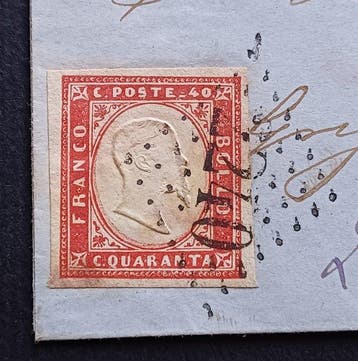 Italiaanse oude staten - Sardinië - 40 cent op een envelop, Gestempeld