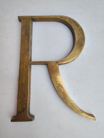 LETTER R - Reclamebord - Verguld messing