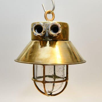 Wandlamp - Messing, Glas - Industrieel kooi-lamp
