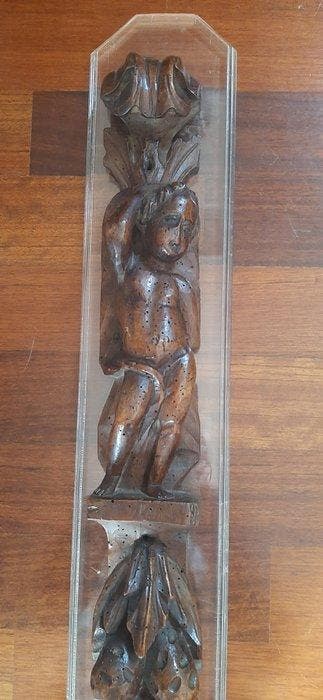 sculptuur, Putto Barocco - 85 cm - Hout