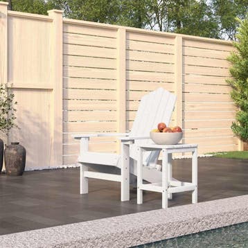 vidaXL Tuinstoel Adirondack met tafel HDPE wit, Tuin en Terras, Tuinstoelen, Verzenden, Nieuw
