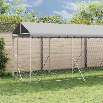 vidaXL Hondenkennel met dak 2x10x2,5 m gegalvaniseerd staal, Verzenden, Nieuw
