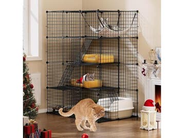 Veiling - 25x Grote dierenkooi metaal 4 niveaus (Metaal Zwar, Dieren en Toebehoren, Kattenmanden, Nieuw
