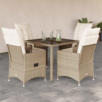vidaXL 5-delige Tuinset met kussens poly rattan beige, Verzenden, Nieuw, Tuinset