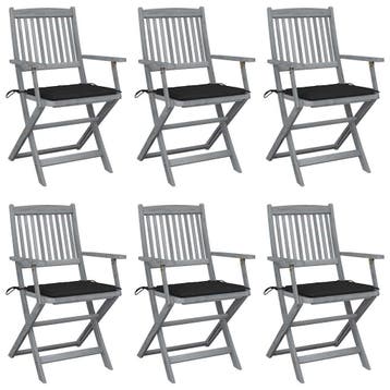 vidaXL Opklapbare stoelen (6 stuks) met kussens, gemaakt van, Verzenden, Nieuw