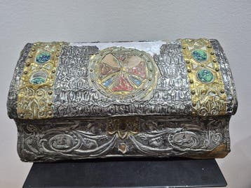French Art Nouveau / Gothic Revival Jewellery Casket in Wood