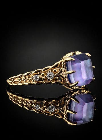 Zonder minimumprijs - Ring Amethist-edelsteenring - 925