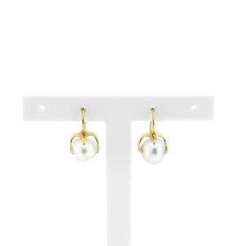 Gouden oorbellen met barok parels, Handtassen en Accessoires, Oorbellen, Gebruikt, Ophalen of Verzenden, Met edelsteen, Goud