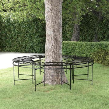 vidaXL Boombank rond Ø160 cm staal zwart, Tuin en Terras, Verzenden, Nieuw