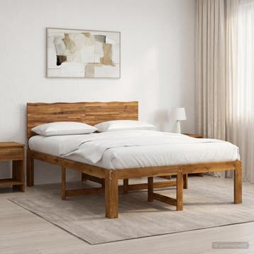 vidaXL Tweepersoonsbed met hoofdbord ROSTOCK Naturel 135 x, Verzenden, Nieuw