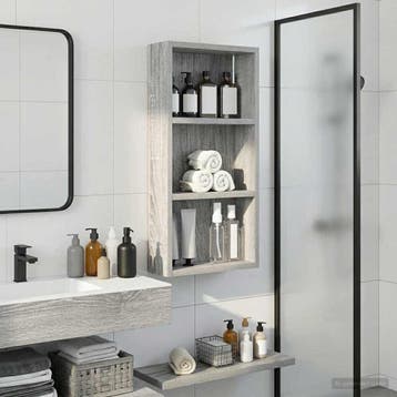 vidaXL Badkamer wandkast Grijze Sonoma 30 x 10 x 60,5 cm, Verzenden